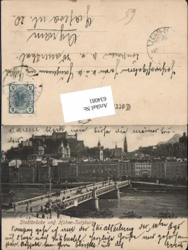634081,Salzburg Stadt Brücke Staatsbrücke Stadtbrücke n. Agram Zagreb Stp.