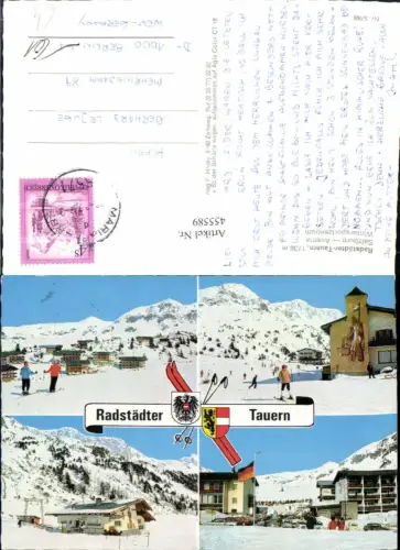 455589,Radstädter Tauern b. Flachau Skilift Skifahrer Winterbilder Mehrbildkarte