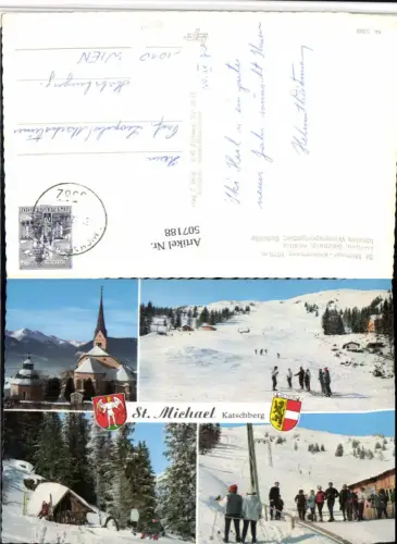 507188,St. Michael Katschberg Kirche Skifahrer Winterbilder Mehrbildkarte