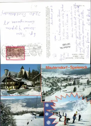 507189,Mauterndorf Speiereck Totale Skifahrer Sessellift Mehrbildkarte