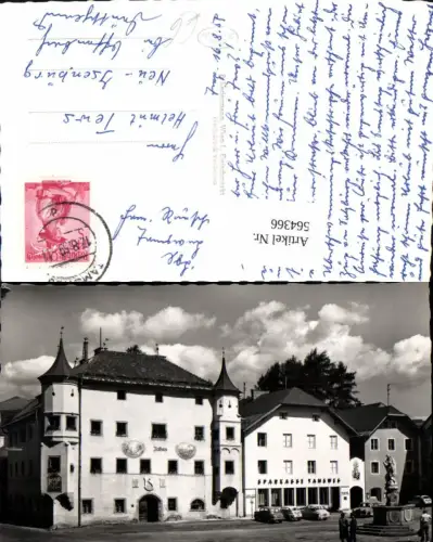 564366,Foto Ak Tamsweg Hauptplatz Rathaus Sparkasse Statue Auto