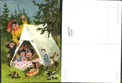 137229,Igel Familie Zelt i. Wald Hase