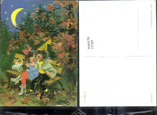 137269,Igel Paar Kuss a. Bank b. Mondschein Liebe