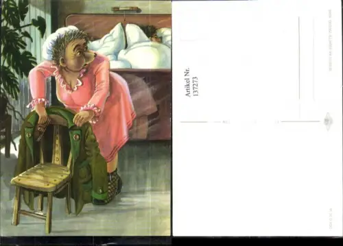 137273,Igel Frau nimmt Brieftasche a. Jacke Mann i. Bett