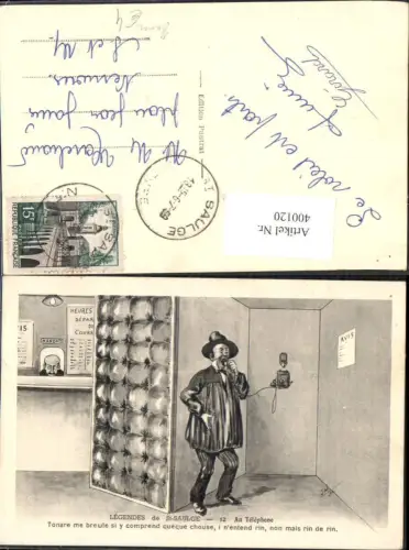 400120,Künstler Ak Mann isst Telefonhörer Au Telephone Scherz Humor