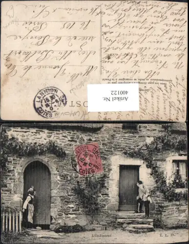 400122,Frau i. Tür Mann schaut durch Schlüsselloch L Indiscret Scherz Humor