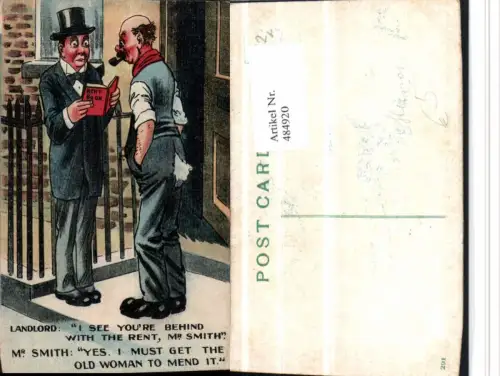 484920,Künstler AK Scherz Humor Männer Gespräch Rent Book Buch Pfeife