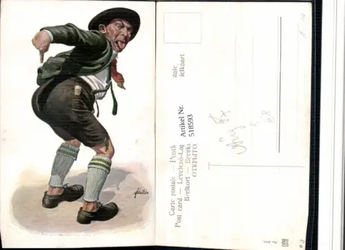 518593,Künstler AK F. Quidenus Exzentriker Mann Po Zunge Type Humor