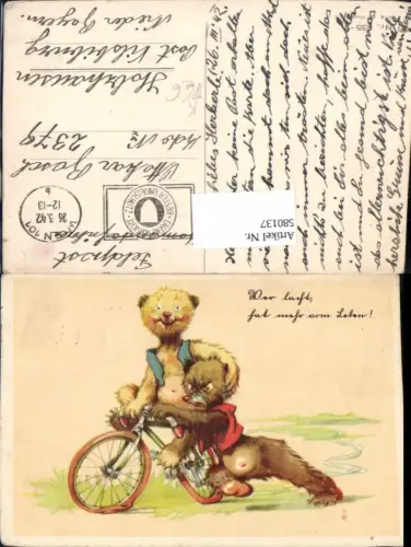 580137,Künstler AK G. Pahl Humor Bären Rad Fahrrad Feldpost Holzhausen