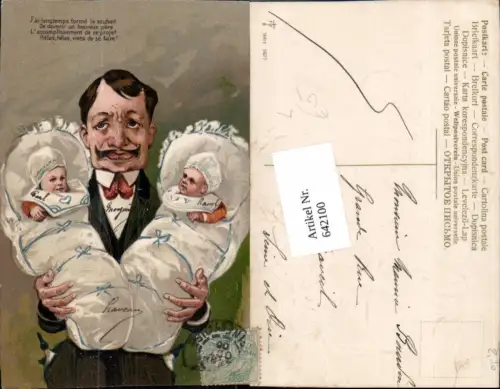 642100,Scherz Humor Zwillinge Babys Mann Vater Schnauzbart Bart Präge Litho