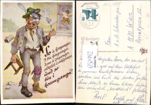 652992,Künstler Ak Trinkerhumor Betrunkener Hoamganga pub August Lengauer 2120
