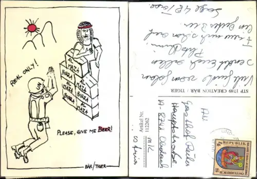 112262,Künstler Ak BäreuroTiger Scherz Humor Un Soldat bitte u. Bier Beer