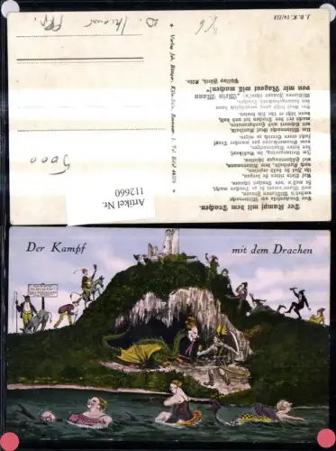 112660,Künstler Ak Scherz Humor Der Kampf m. d. Drachen