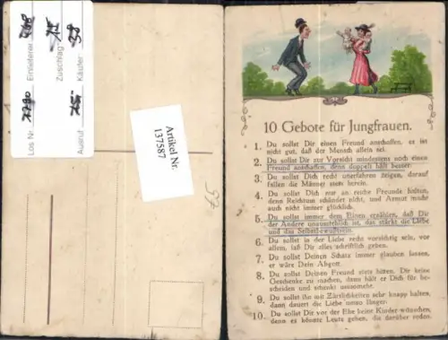 137587,10 Gebote für Jungfrauen Scherzkarte Humor Scherz