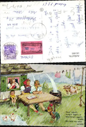 141493,Familie sitzt im Regen Spruch Text Scherz Humor