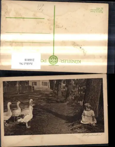 216818,Künstler Ak Kleinkind Kind m. Gänsen Still gestanden Scherz Humor