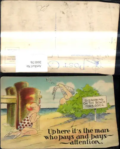 264176,Künstler Ak Bub beobachtet Mann hinter Busch Strand Spruch Scherz Humor