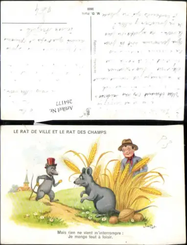 264177,Künstler Ak Jim Patt Bub m. Ratten vermenschlicht Hut Gehstock Spruch Scherz Humor