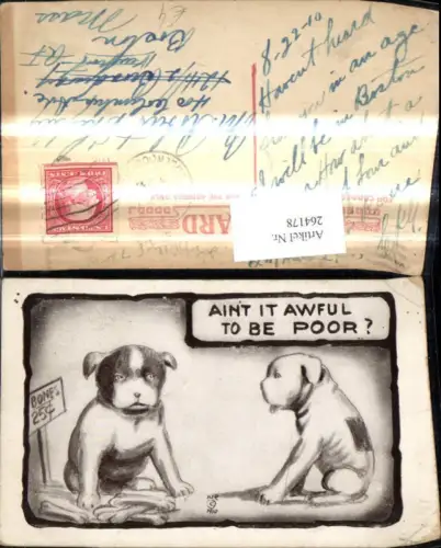 264178,Künstler Ak Hunde Aint it awful to b poor Spruch Scherz Humor
