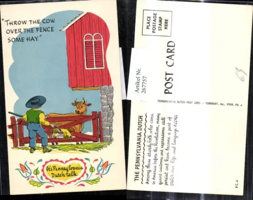 267757,Künstler Ak Bauer füttert Kuh Rind Spruch Scherz Humor