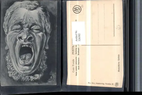 326382,Künstler AK Menschliche Gefühle Humor Menschenkopf Kopf Mund offen pub Max Sinz
