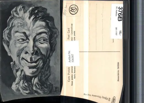 326387,Künstler AK Menschliche Gefühle Humor Menschenkopf hinterhältiges Grinsen pub Max Sinz