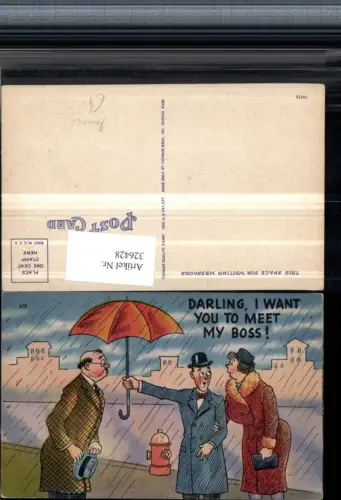 326428,Künstler AK Scherz Humor Paar Mann m. Brille Schirm Regen Spruch