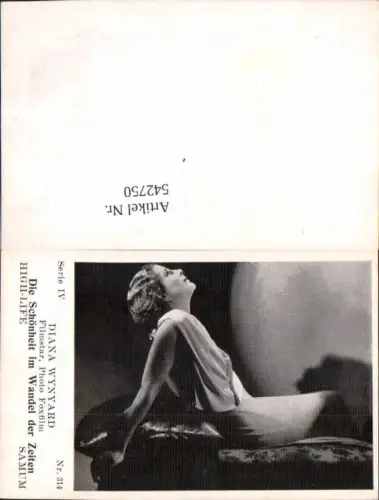 542750,Movie Star Diana Wynyard Samum High Life Card 314