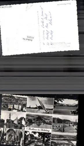 113253,Mattsee bei Salzburg Segelboot Badegäste Kirche