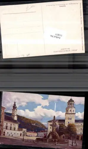 113877,Salzburg Residenzplatz mit Hofbrunnen u. Glockenspiel