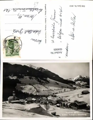 604909,Foto Ak Saalbach-Hinterglemm m. Zwölfer Penhab u. Schattberg Winteransicht