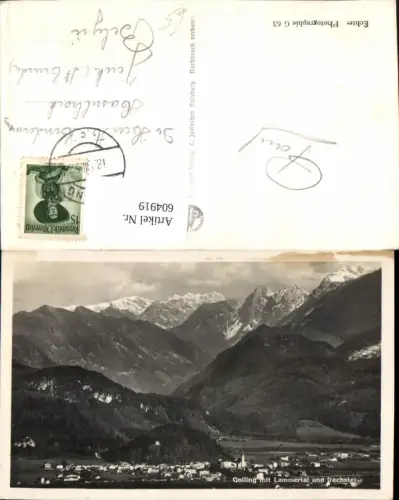 604919,Foto Ak Golling m. Lammertal u. Dachstein