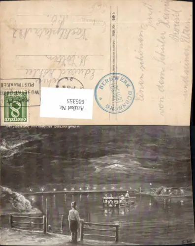 605355,Künstler Ak F. Kulstrunk Salzsee i. Hallein Dürrnberg Salzbergwerk Bergwerk Boot