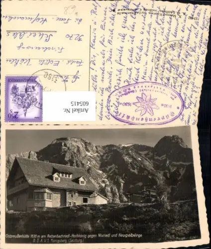 605415,Reitsam Ostpreußenhütte a. Rettenbachriedl-Hochkönig geg. Nixriedl u. Neugebirge