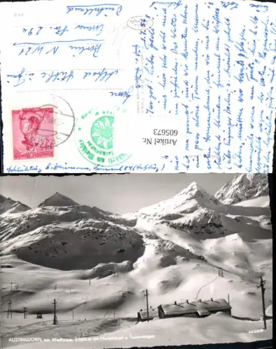 605673,Foto Ak Uttendorf Rudolfshütte Austriadörfl a. Weißsee m. Medelzkopf u. Tauernkogel Wintersport
