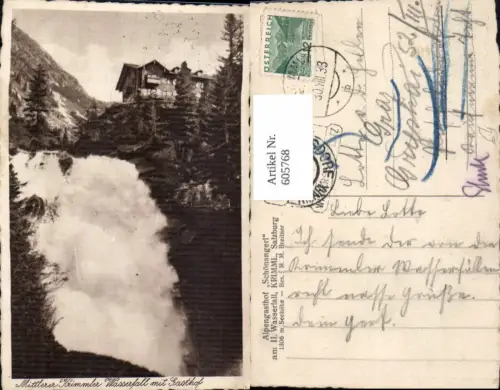 605768,Krimml Mittlerer Krimmler Wasserfall m. Gasthof