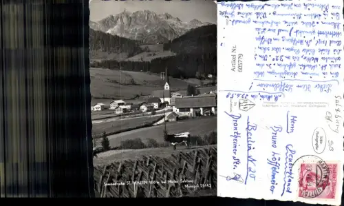 605779,Foto Ak St Martin b. Hüttau Ansicht Kirche Kuh Rind
