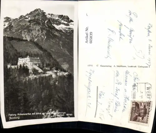 605839,Foto Ak Festung Hohenwerfen Werfen Blick Hagengebirge