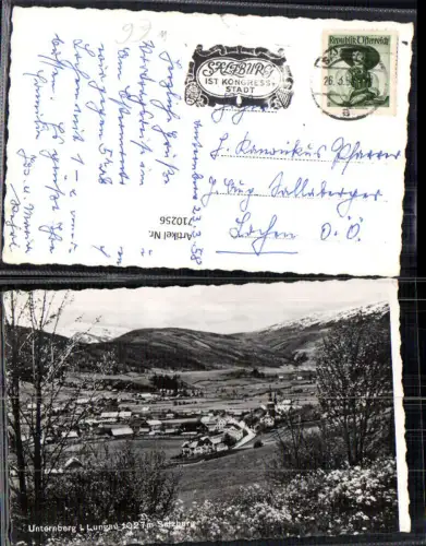710256 Foto AK Unternberg i. Lungau b. Tamsweg Ansicht m. Blumenwiese i. Vordergrund