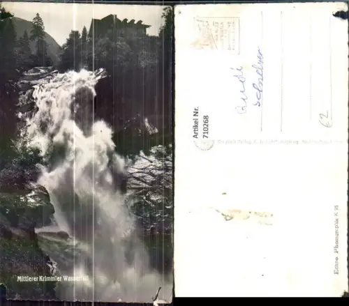 710268 Foto AK Krimml Mittlerer Wasserfall