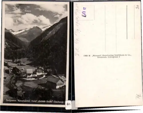 65222,Badgastein Hotel Grüner Baum Kötschachtal 1940
