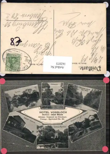 162075,Seltene AK Hotel Vossloch Elmshorn Barmstedt Bahnhof Rantzau Pinneberg Bahnpost