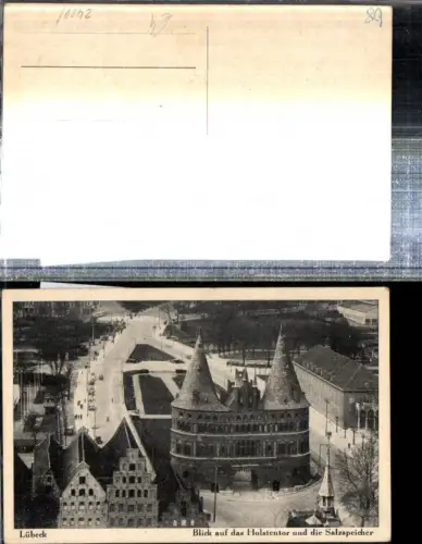 308149,Lübeck Blick auf d. Holstentor u. Salzspeicher