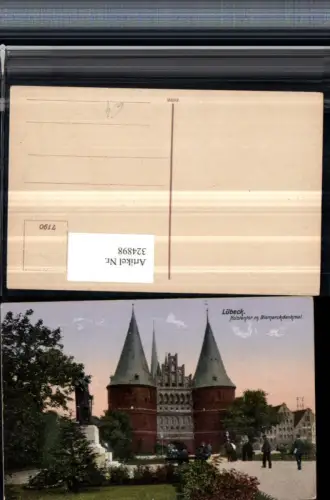 324898,Lübeck Holstentor m. Bismarck-Denkmal