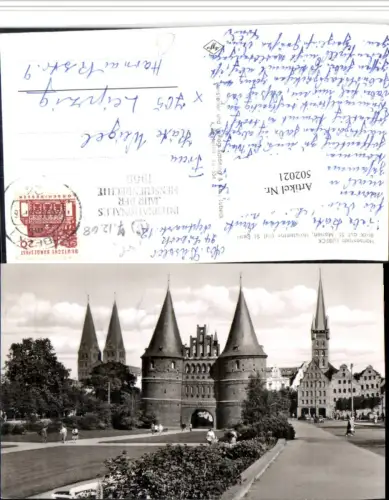 502021,Lübeck Blick auf St. Marien Holstentor u. St. Petri Kirche