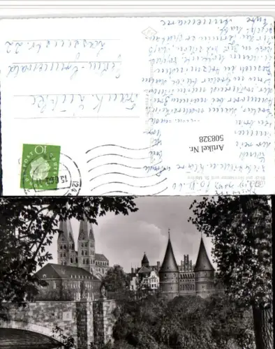 508328,Lübeck Blick auf Holstentor u. St. Marien Kirche