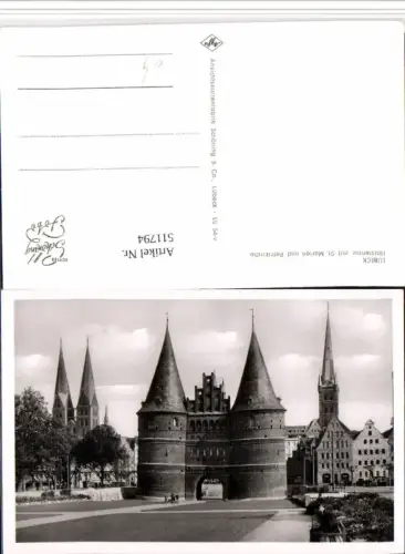 511794,Lübeck Holstentor Tor m. St. Marien u. Petrikirche