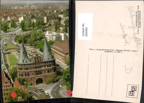 656360,Lübeck Blick v. Aussichtsturm St Petri auf das Holstentor