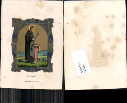121420,Heiligenbildchen Andachtsbildchen 1830 St Alois München Driendl coloriert