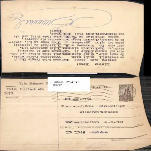 189492,Ganzsache Schöne Bauten n. Waidhofen a.d. Ybbs